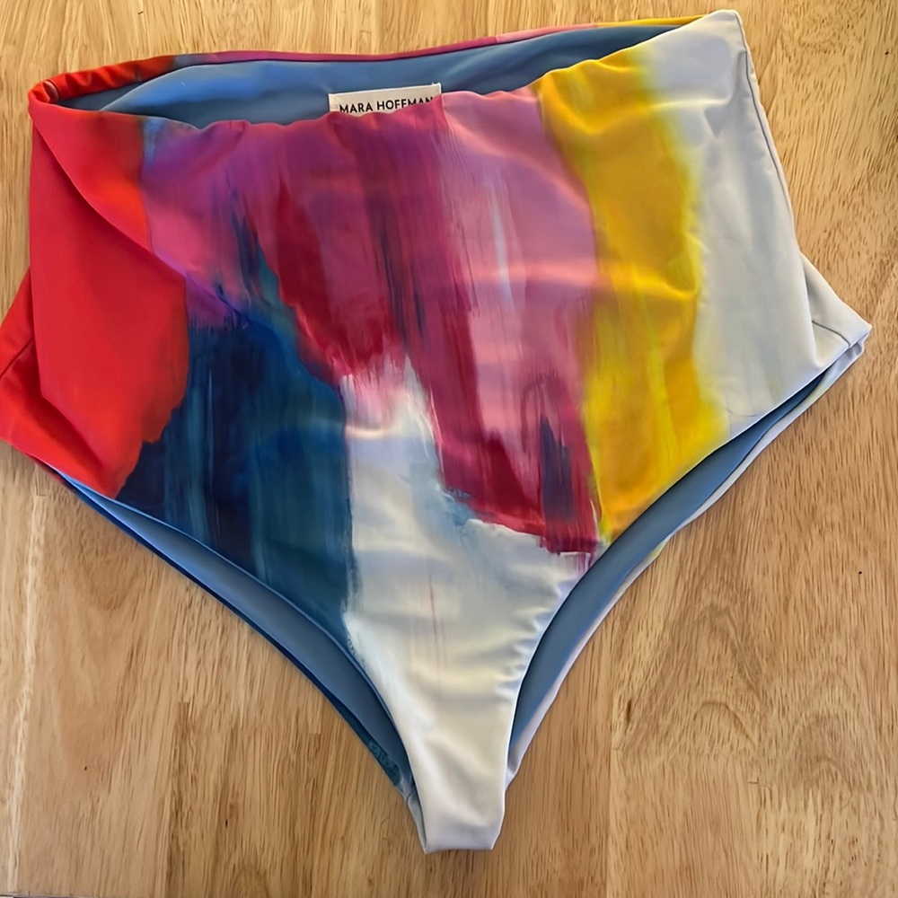 Mara Hoffman size L bikini bottom! Great condition. Multi-colored, high waist!